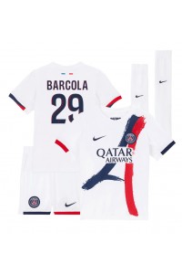 Paris Saint-Germain Bradley Barcola #29 Jalkapallovaatteet Lasten Vieraspeliasu 2024-25 Lyhythihainen (+ Lyhyet housut)